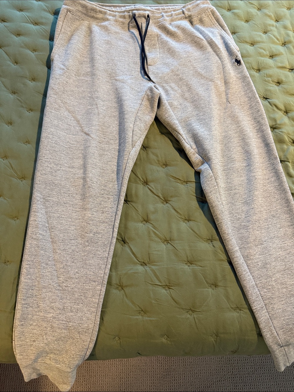 Polo by Ralph Lauren Men's Heather Gray Drawstring Fleece Joggers